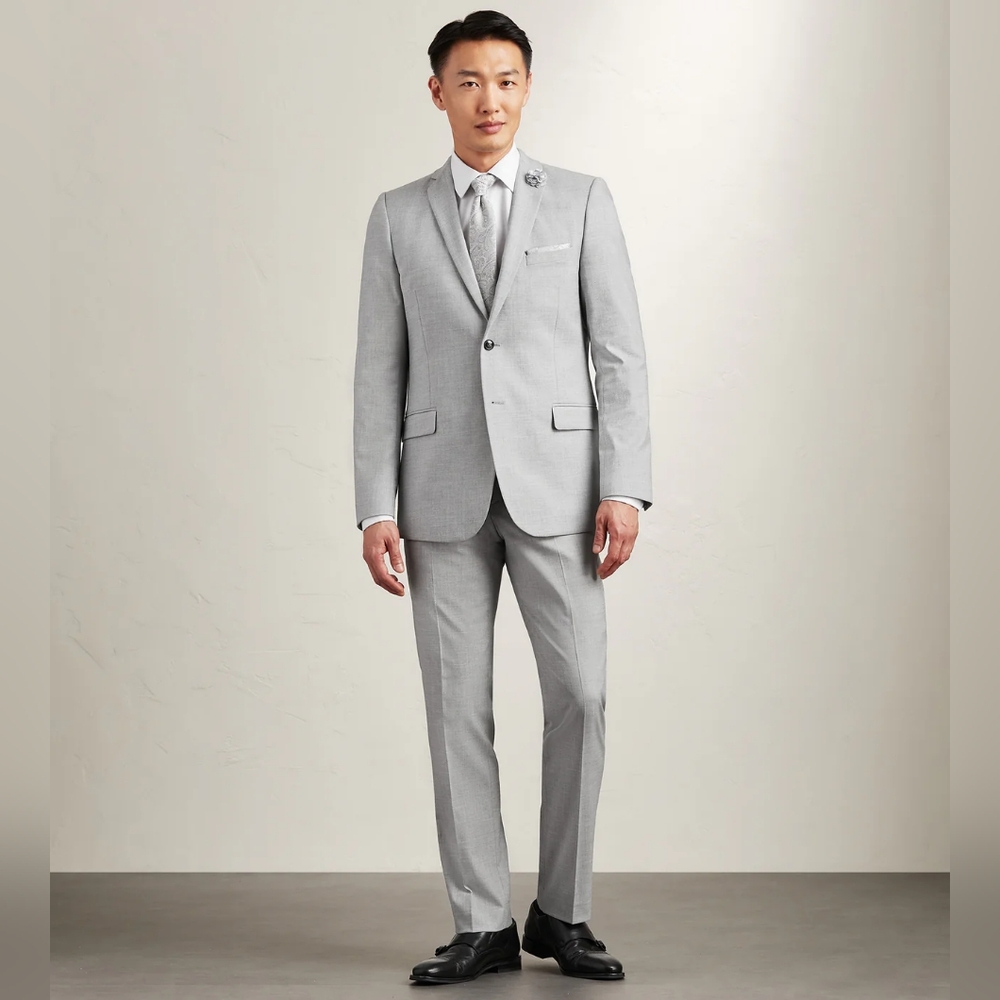 GRAFTON Light Grey Men's Solid Suit